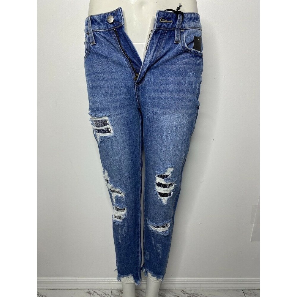 NWT Buffalo David Bitton  Distressed Frayed Hem W26 Girlfriend High Rise Relaxed